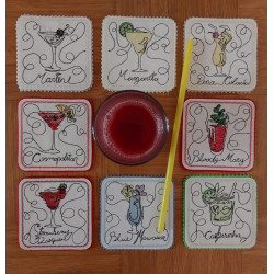 Stickdatei ITH - Untersetzer Cocktailparty